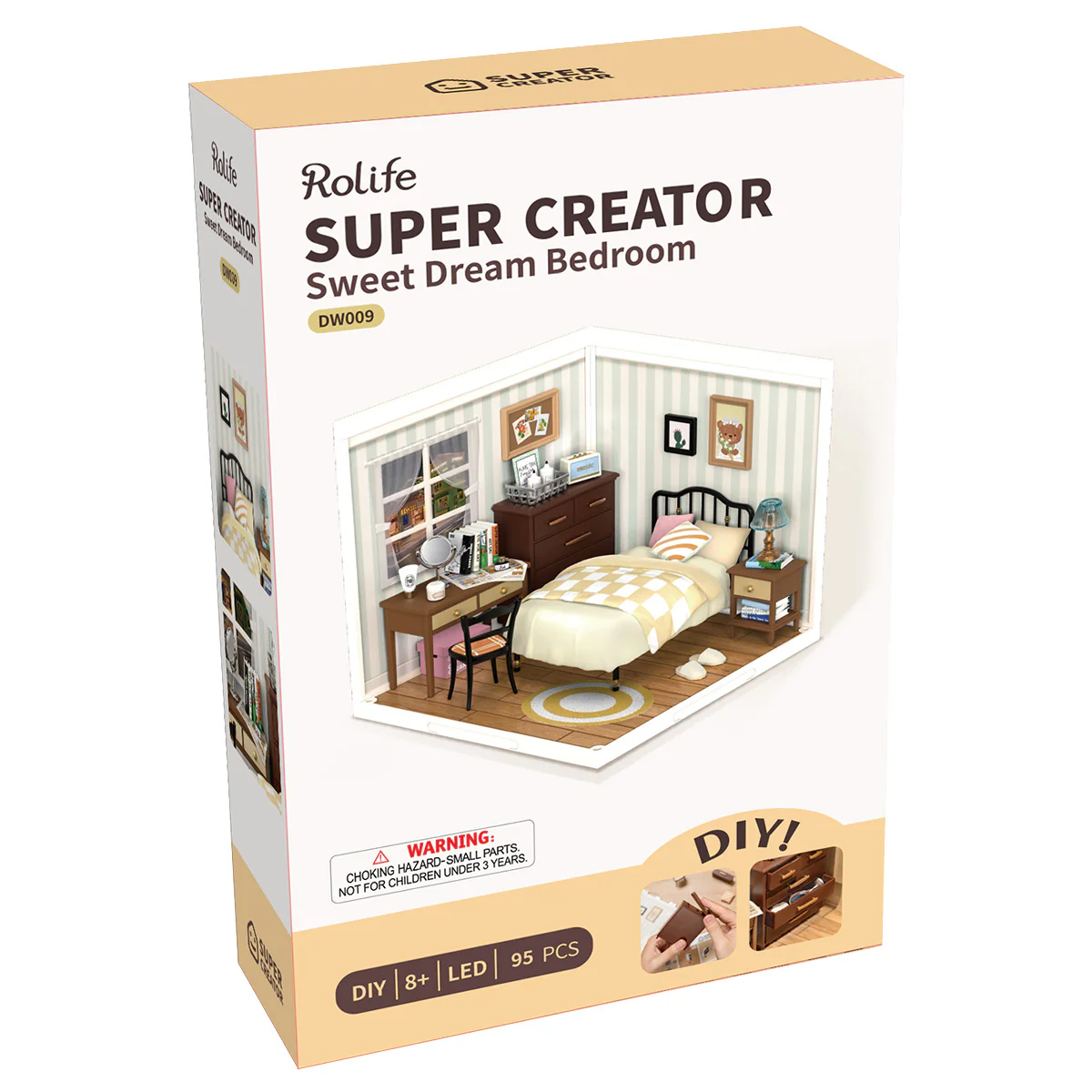 Rolife Super Creator Sweet Dream Bedroom DIY Plastic Miniature House DW009 - Image 9