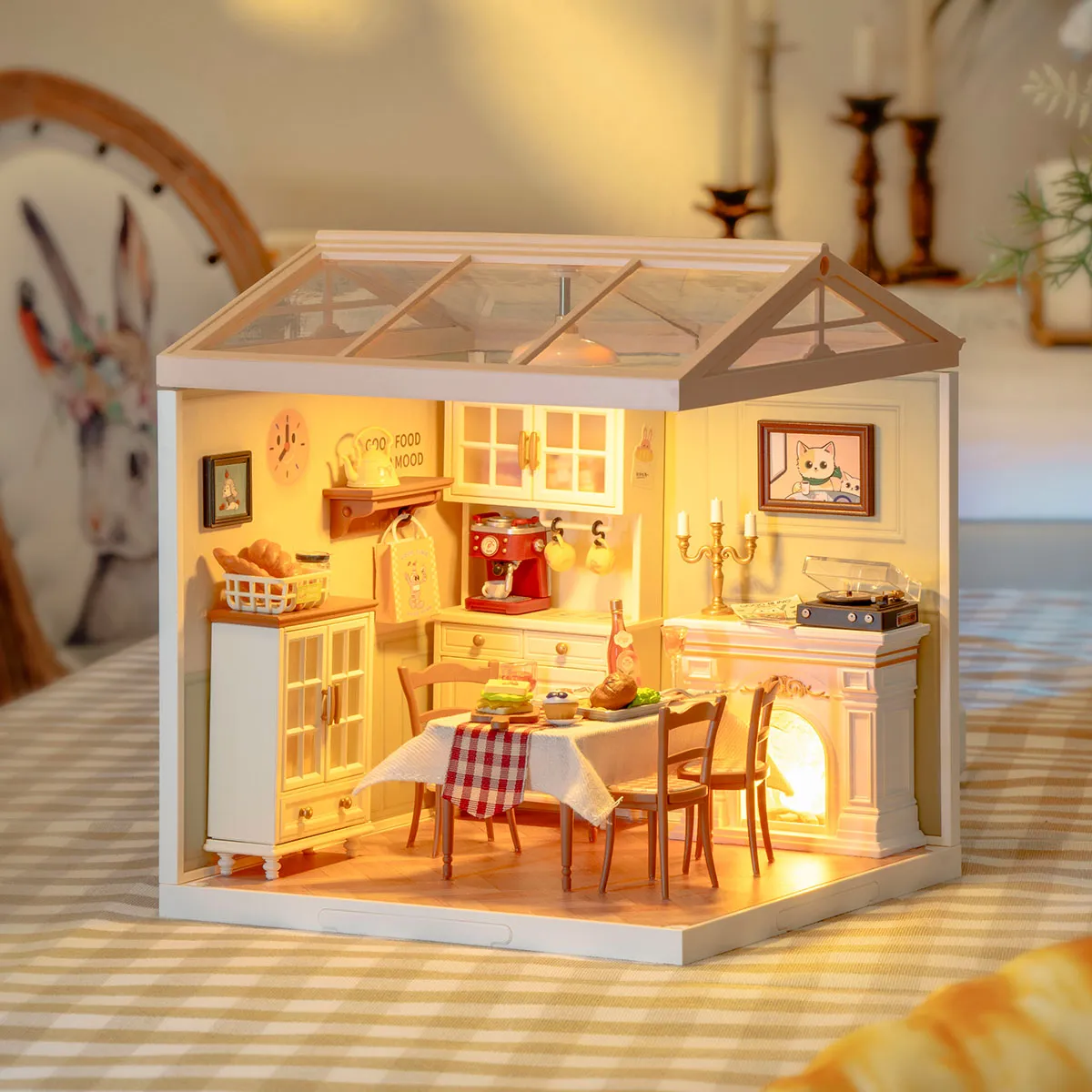 Rolife Super Creator Warm Dining Room Plastic DIY Miniature House DW015 - Image 3