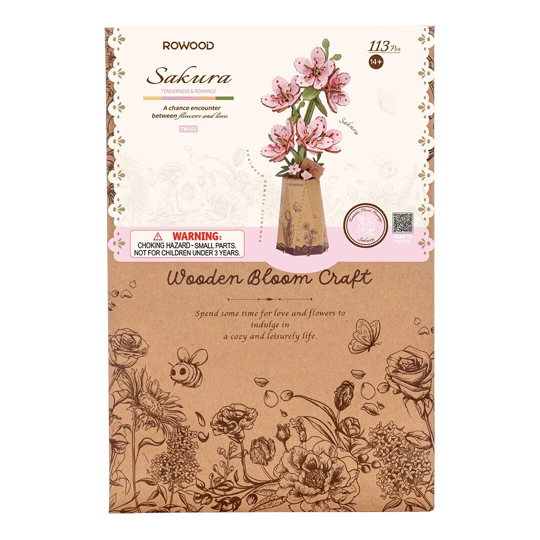 Rolife Rowood DIY Wooden Flower Bouquet 3D Wooden Puzzle TW101 - Image 5