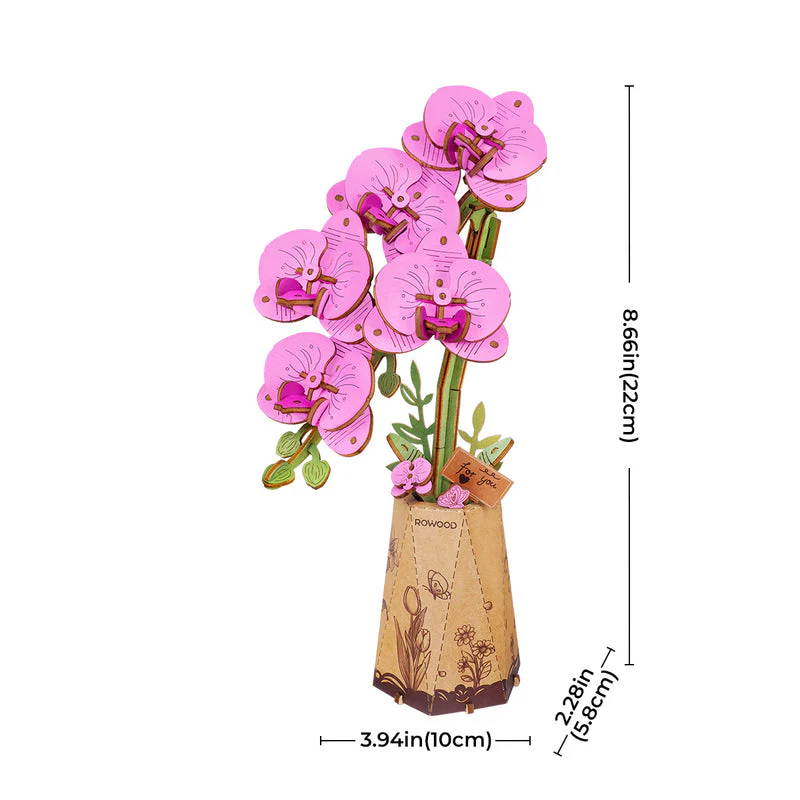 Rolife Rowood DIY Wooden Flower Purple Moth Orchid TW091 - Image 6