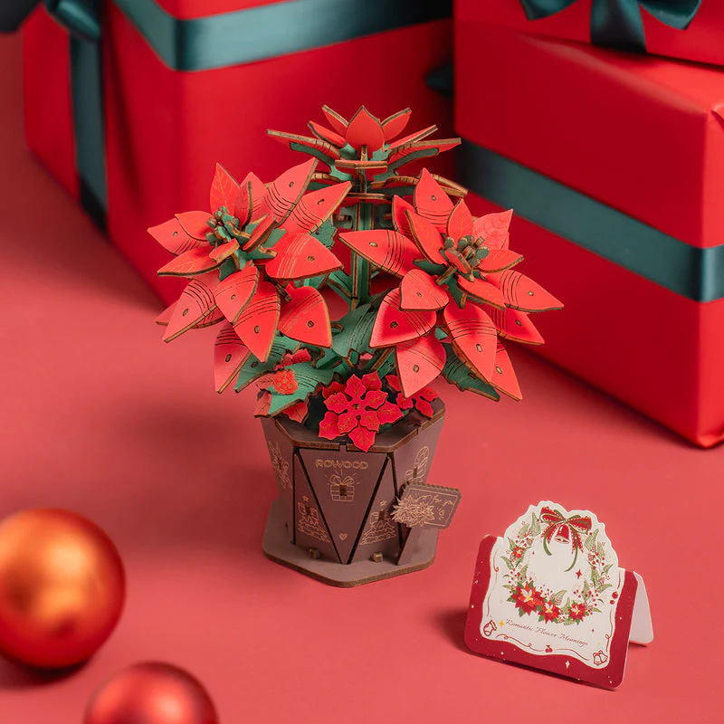 Rowood Poinsettia DIY Flower Bouquet 3D Wooden Puzzle TF001 - Image 2