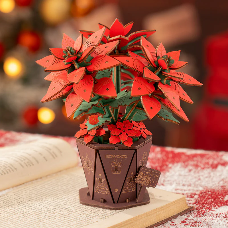 Rowood Poinsettia DIY Flower Bouquet 3D Wooden Puzzle TF001 - Image 3