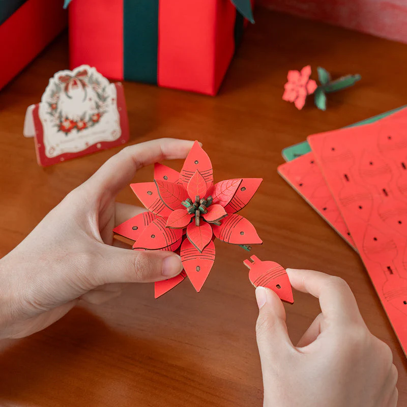 Rowood Poinsettia DIY Flower Bouquet 3D Wooden Puzzle TF001 - Image 4