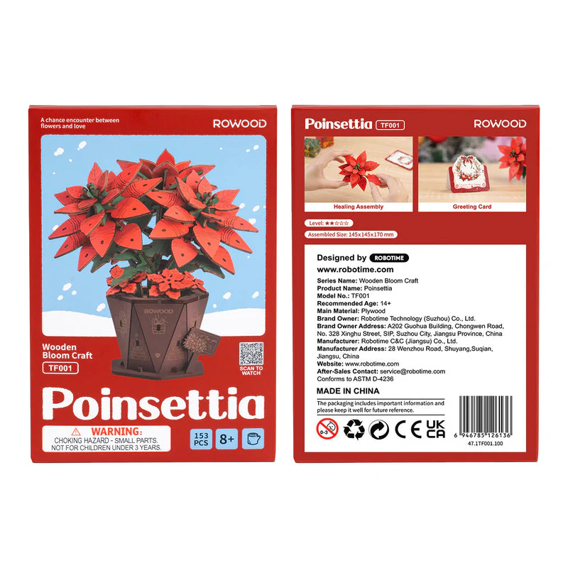 Rowood Poinsettia DIY Flower Bouquet 3D Wooden Puzzle TF001 - Image 7