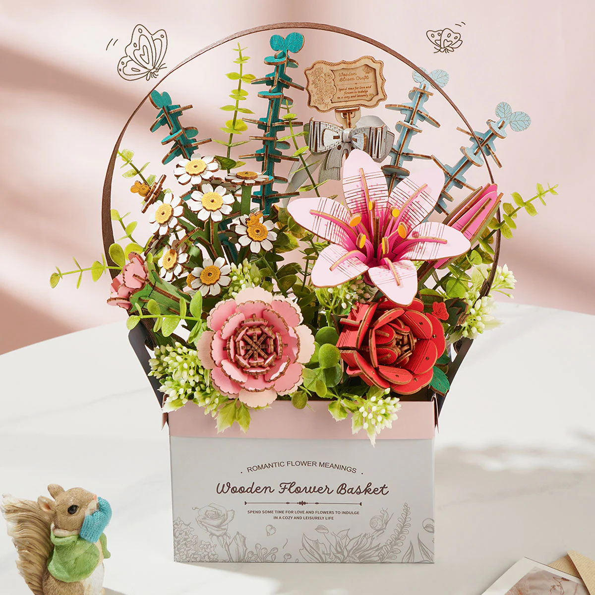 Rowood Wooden Flower Basket DIY 3D Puzzle TW03H - Image 2
